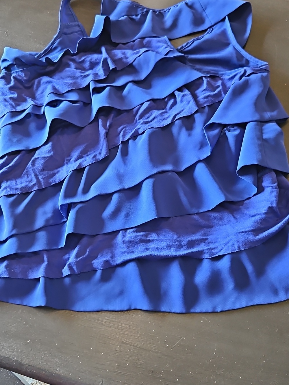 Royal Blue Ruffled Tank Top Size Medium - Picture 3 of 3